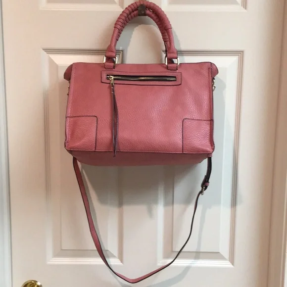 Elegant Salmon Leather Handbag Satchel/Crossbody - Picture 2 of 13